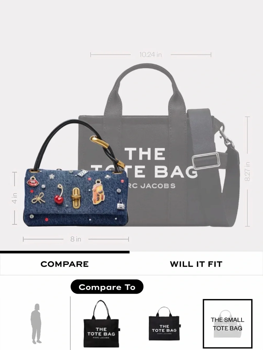 Marc Jacobs THE TRINKET CHARM DENIM MINI DUAL BAG - Picture 6 of 6